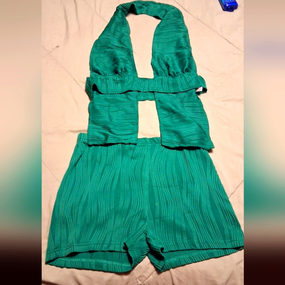 Green Halter Top and Shorts Set